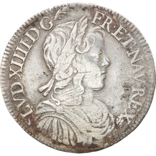 Moeda, França, Louis XIV, 1/2 Écu à la mèche longue, 1/2 Ecu, 1655, Angers