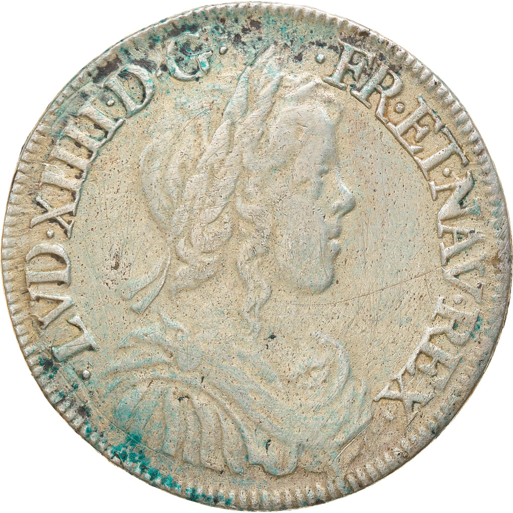 Moneda, Francia, Louis XIV, 1/2 Écu à la mèche longue, 1/2 Ecu, 1655, Dijon