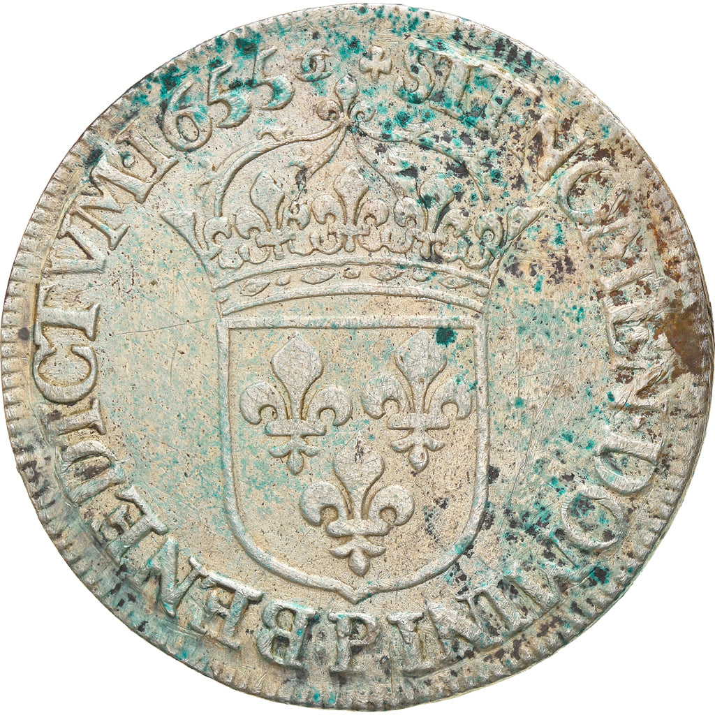 Moneda, Francia, Louis XIV, 1/2 Écu à la mèche longue, 1/2 Ecu, 1655, Dijon