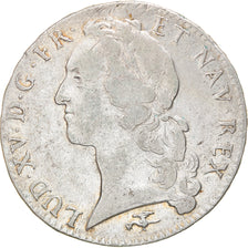 Moeda, França, Louis XV, Écu au bandeau, Ecu, 1756, Lyon, VF(30-35), Prata