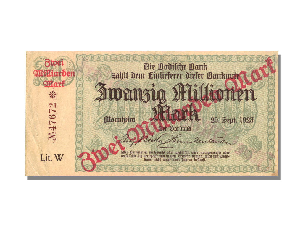 German States, 2 Milliarden Mark, 1923, KM #S913, 1923-09-25, AU(55-58)