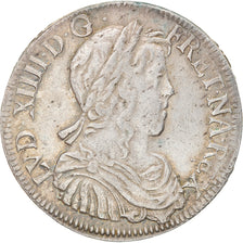 Moneta, Francia, Louis XIV, 1/2 Écu à la mèche longue, 1/2 Ecu, 1654, La