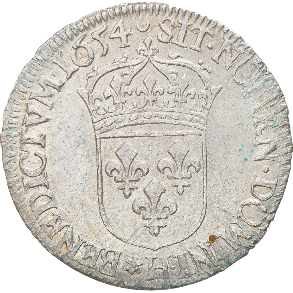 Moneta, Francia, Louis XIV, 1/2 Écu à la mèche longue, 1/2 Ecu, 1654, La