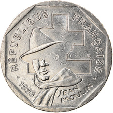 Moneda, Francia, Jean Moulin, 2 Francs, 1993, Paris, MBC+, Níquel, KM:1062