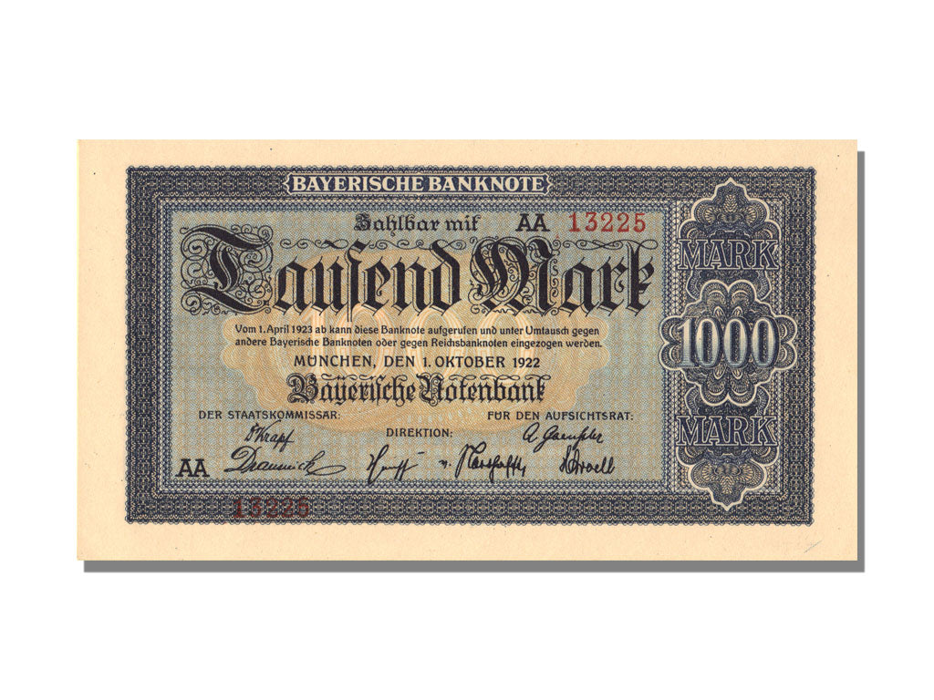 German States, 1000 Mark, 1922, UNC(65-70)