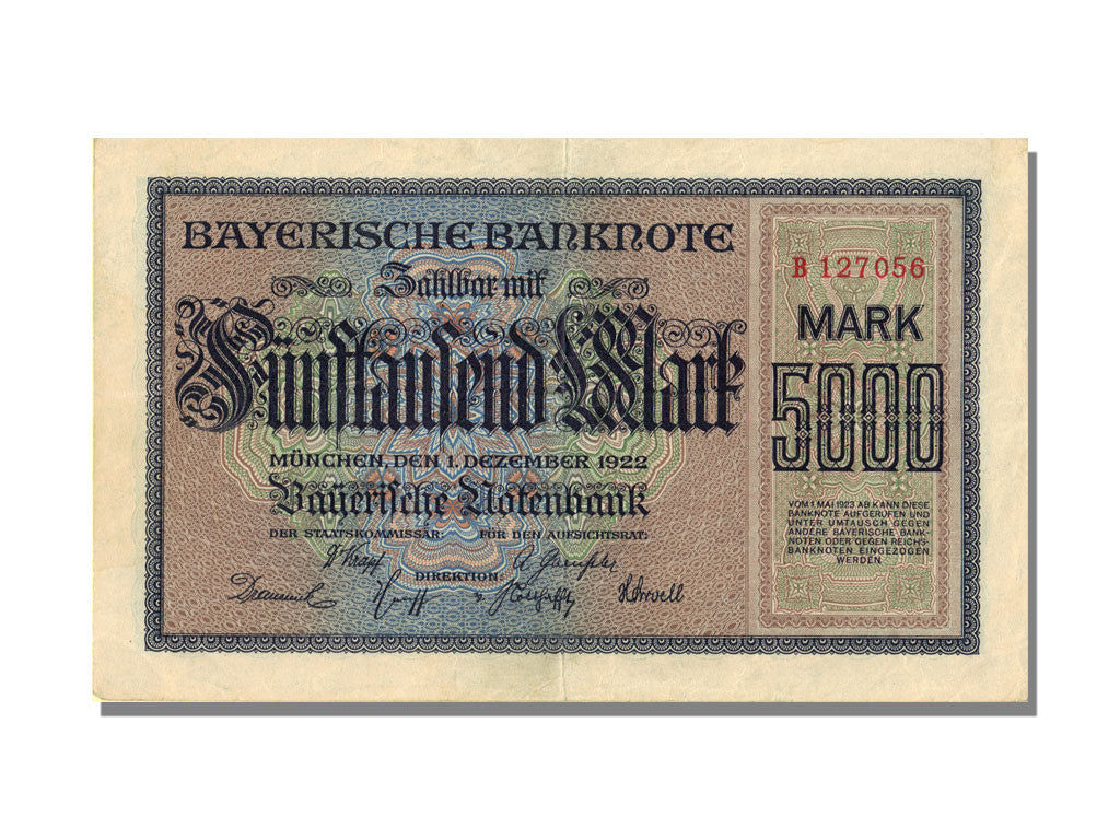 Banconote, Stati tedeschi, 5000 Mark, 1922, SPL