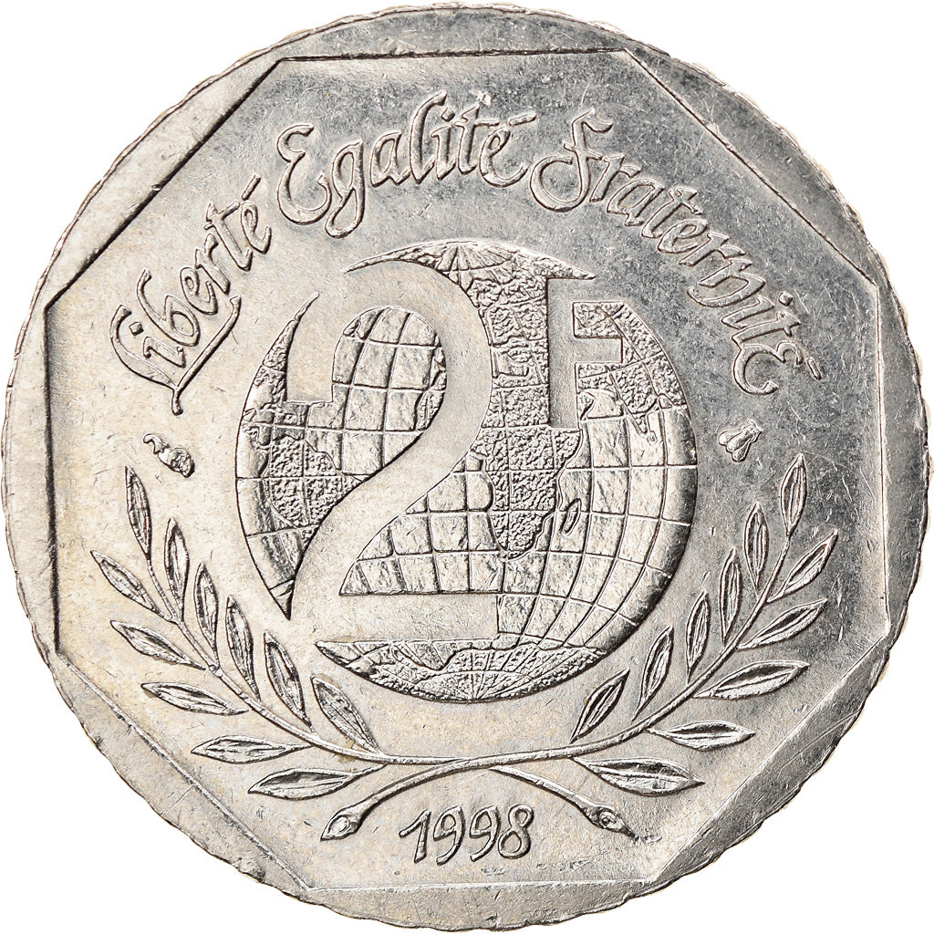 Coin, France, René Cassin, 2 Francs, 1998, AU(50-53), Nickel, KM:1213