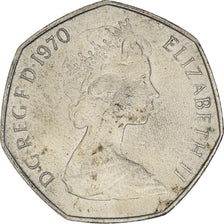 Coin, Great Britain, Elizabeth II, 50 New Pence, 1970, VF(30-35), Copper-nickel