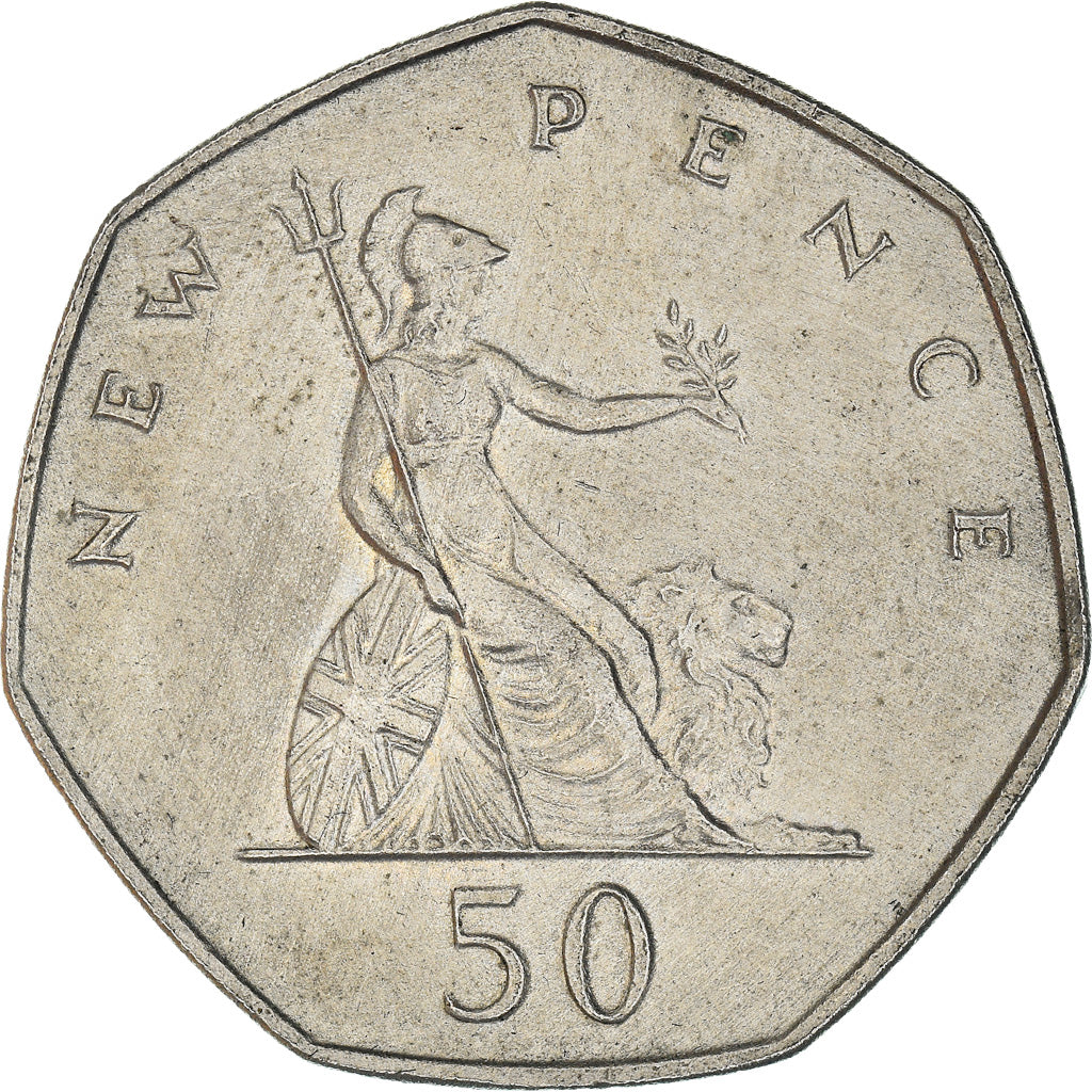 Coin, Great Britain, Elizabeth II, 50 New Pence, 1970, VF(30-35), Copper-nickel