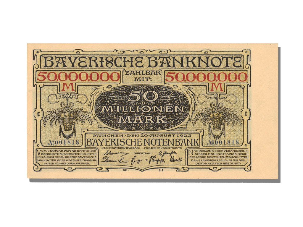 German States, 50 Millions Mark, 1923, UNC(65-70)