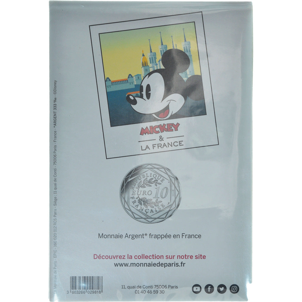 France, Monnaie de Paris, 10 Euro, Mickey (Lyon), 2018, Paris, MS(65-70), Silver