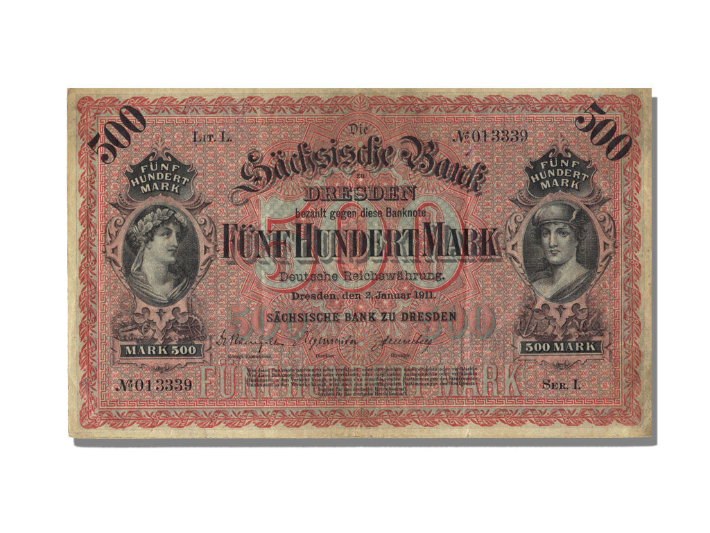 Billete, 500 Mark, 1911, Estados alemanes, MBC