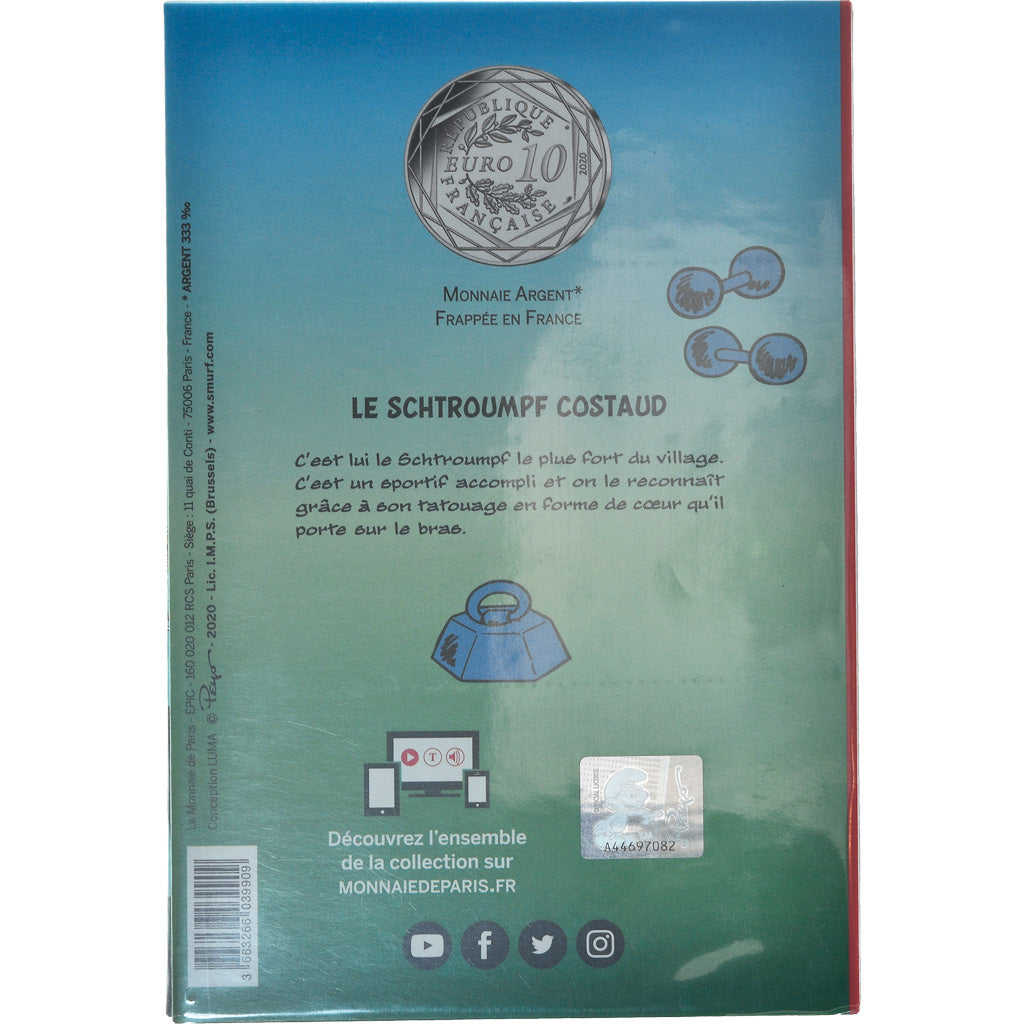 France, Monnaie de Paris, 10 Euro, Le Schtroumpf costaud, 2020, MS(65-70)