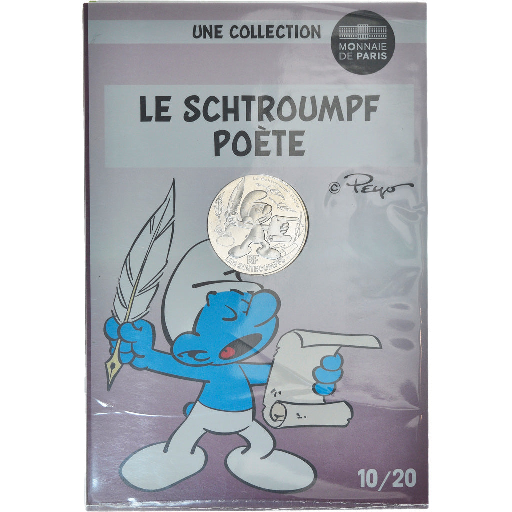 France, Monnaie de Paris, 10 Euro, Le Schtroumpf poète, 2020, FDC, Argent