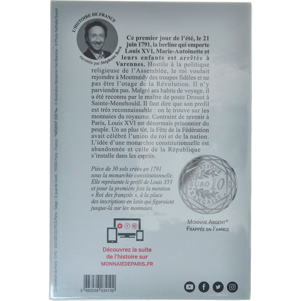 Francia, Monnaie de Paris, 10 Euro, Louis XVI, 2019, FDC, Argento