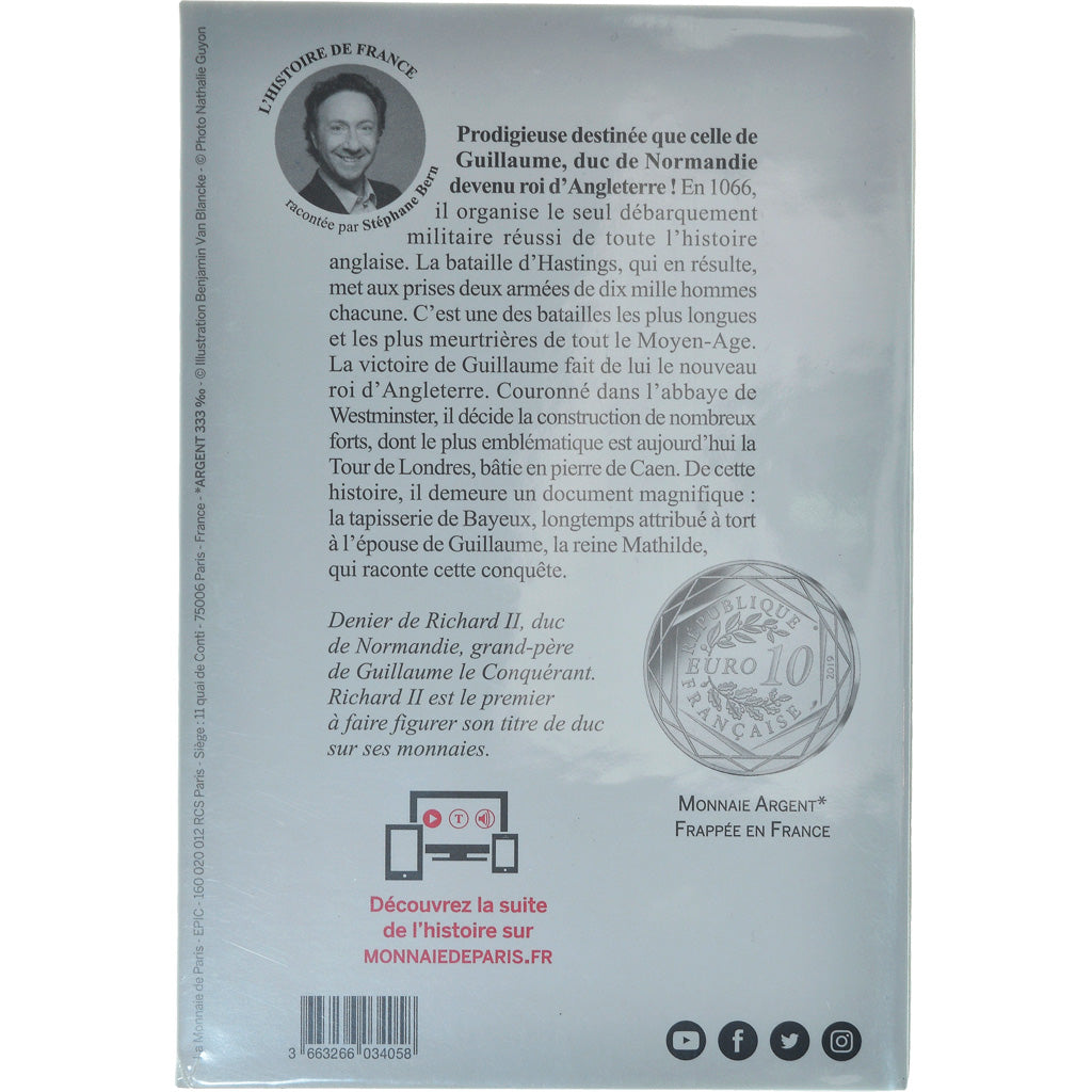 France, Monnaie de Paris, 10 Euro, Guillaume Le Conquérant, 2019, FDC, Argent