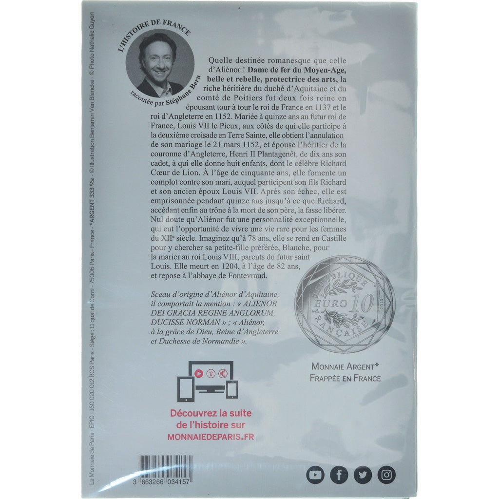 France, Monnaie de Paris, 10 Euro, Aliénor d'Aquitaine, 2019, Paris, FDC