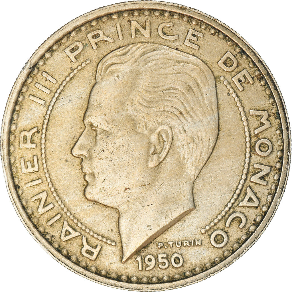 Coin, Monaco, Rainier III, 100 Francs, Cent, 1950, EF(40-45), Copper-nickel
