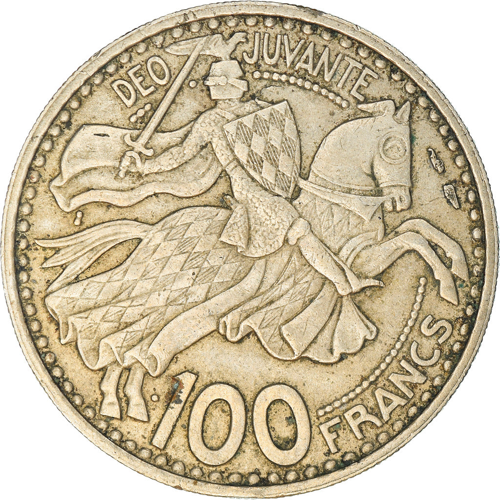 Coin, Monaco, Rainier III, 100 Francs, Cent, 1950, EF(40-45), Copper-nickel