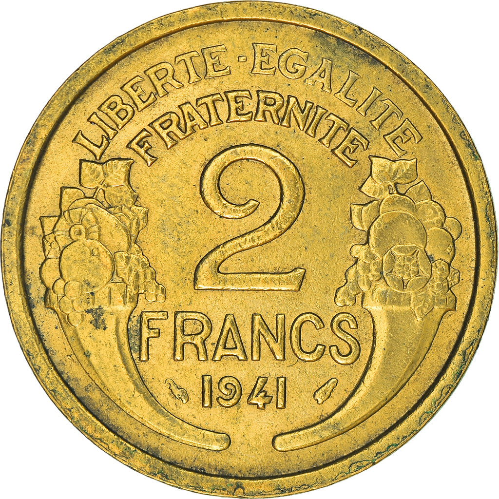 Munten, Frankrijk, Morlon, 2 Francs, 1941, Paris, FR, Aluminum-Bronze, KM:886