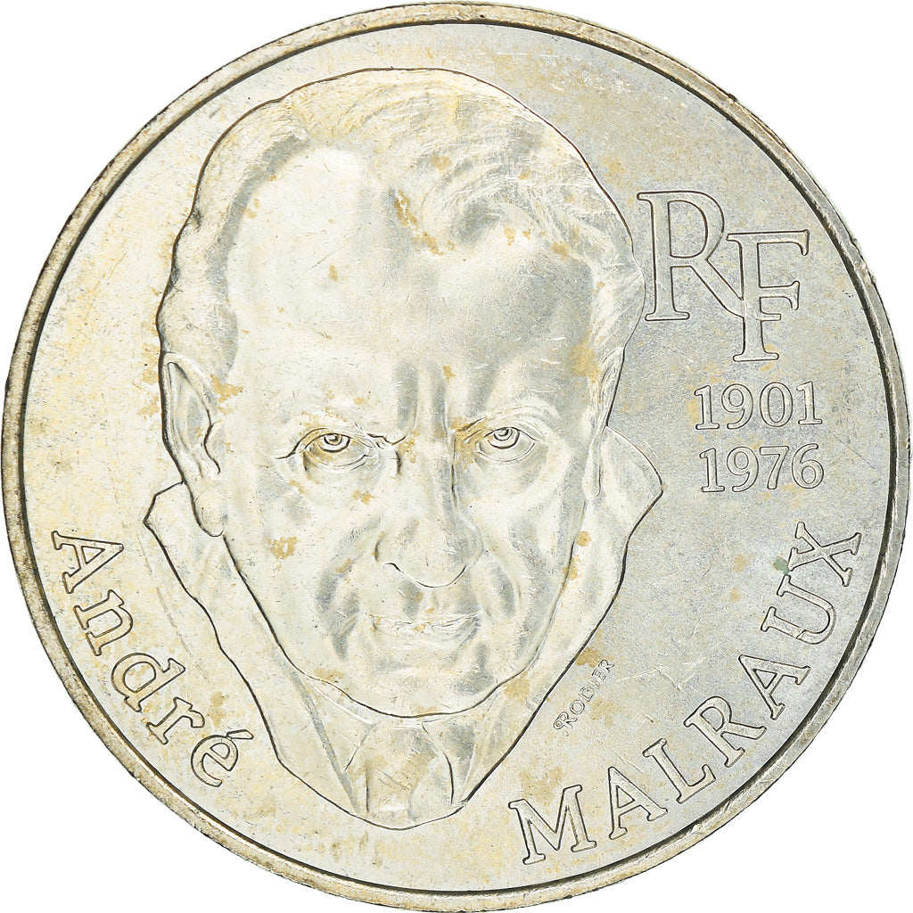 Moneta, Francja, André Malraux, 100 Francs, 1997, AU(50-53), Srebro, KM:1188