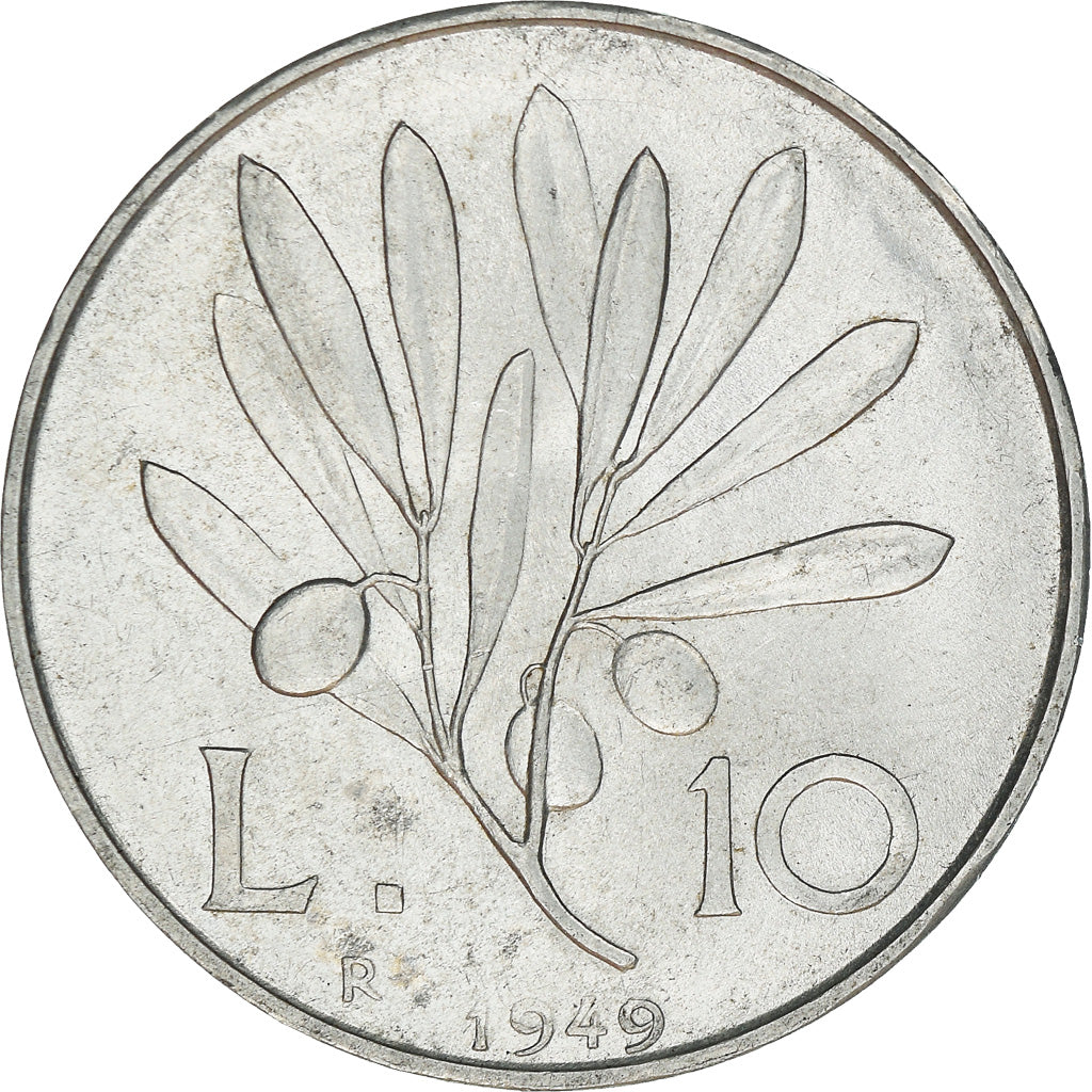Moneta, Włochy, 10 Lire, 1949, Rome, EF(40-45), Aluminium, KM:90