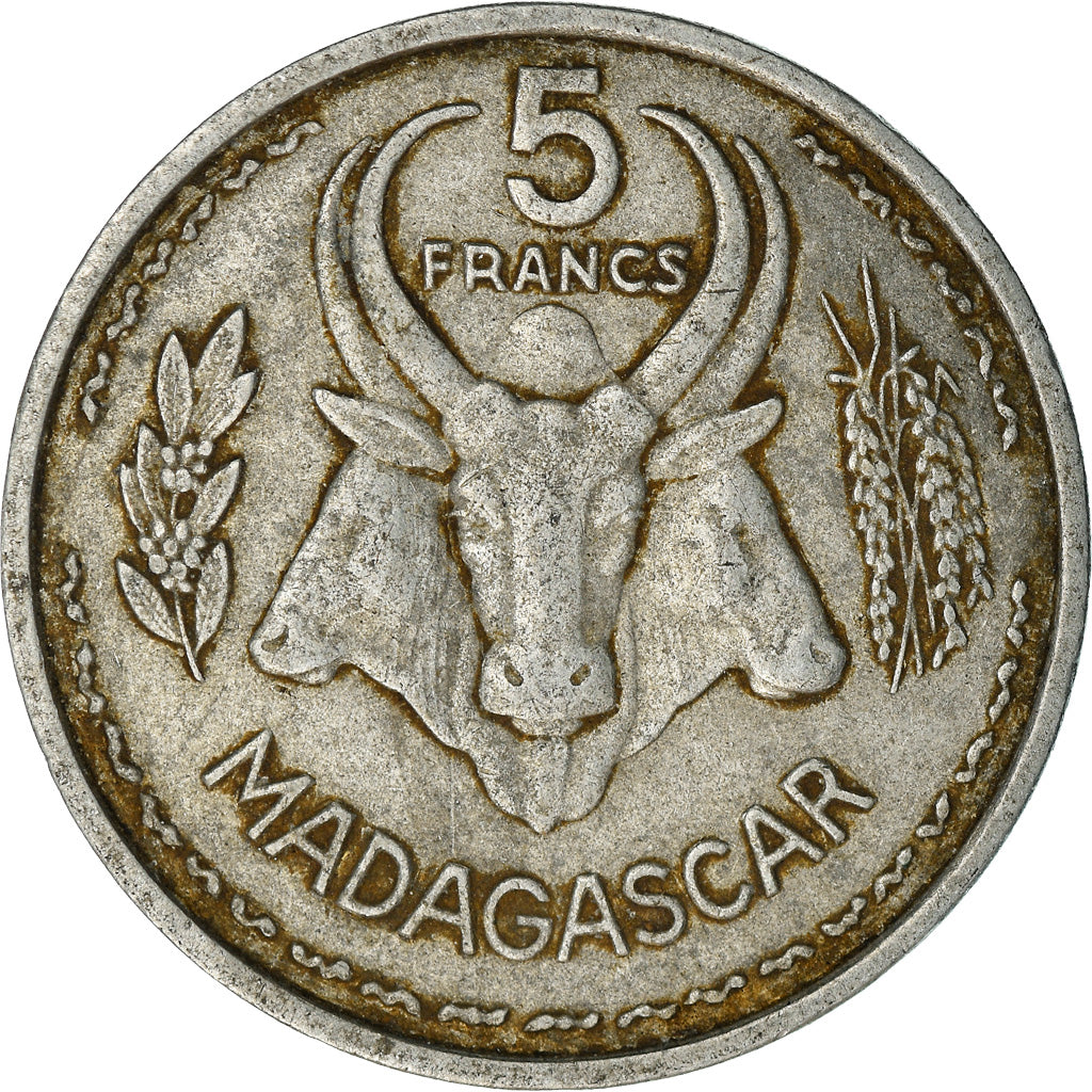 Coin, Madagascar, 5 Francs, 1953, Paris, VF(30-35), Aluminum, KM:5