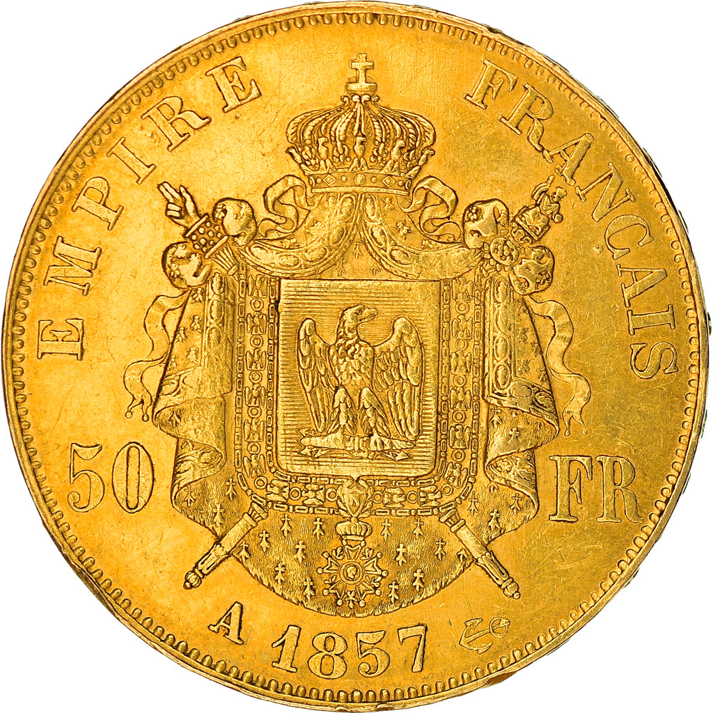 Münze, Frankreich, Napoleon III, 50 Francs, 1857, Paris, SS, Gold, KM:785.1
