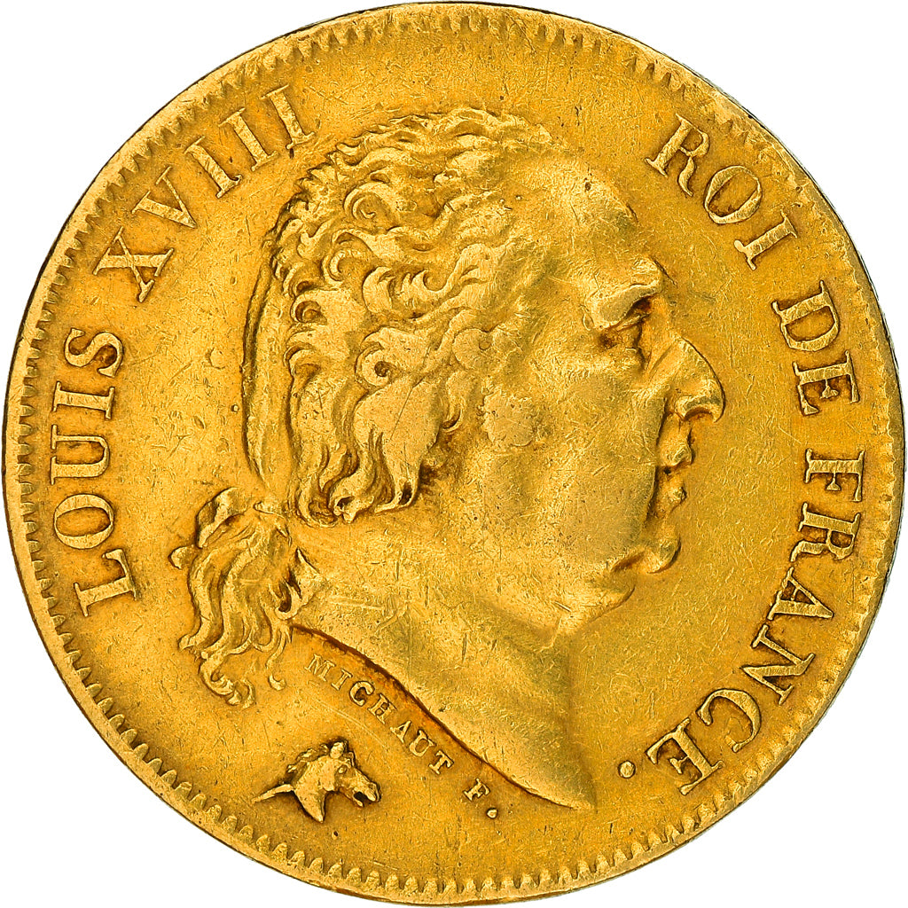 Moneta, Francia, Louis XVIII, Louis XVIII, 40 Francs, 1818, Lille, MB+, Oro