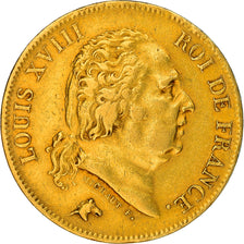 Moneta, Francia, Louis XVIII, Louis XVIII, 40 Francs, 1818, Lille, MB+, Oro