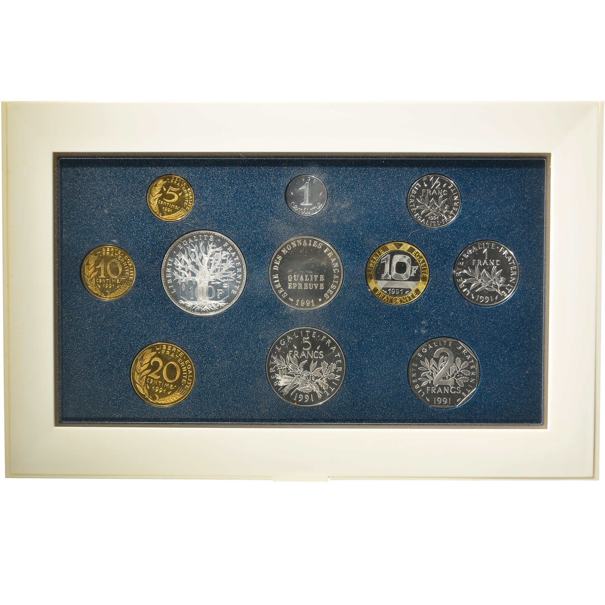Coin, France, Proof Set Franc, 1991, Paris, MS(65-70), Gadoury:page 289