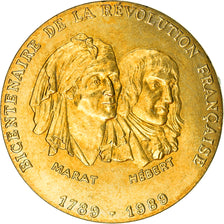 France, Médaille, Bicentenaire de la Révolution Française - Marat et Hébert