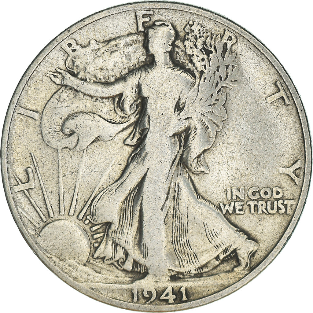 Coin, United States, Walking Liberty Half Dollar, Half Dollar, 1941, U.S. Mint