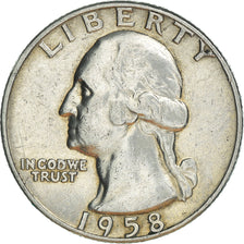 Coin, United States, Washington Quarter, Quarter, 1958, U.S. Mint, Denver