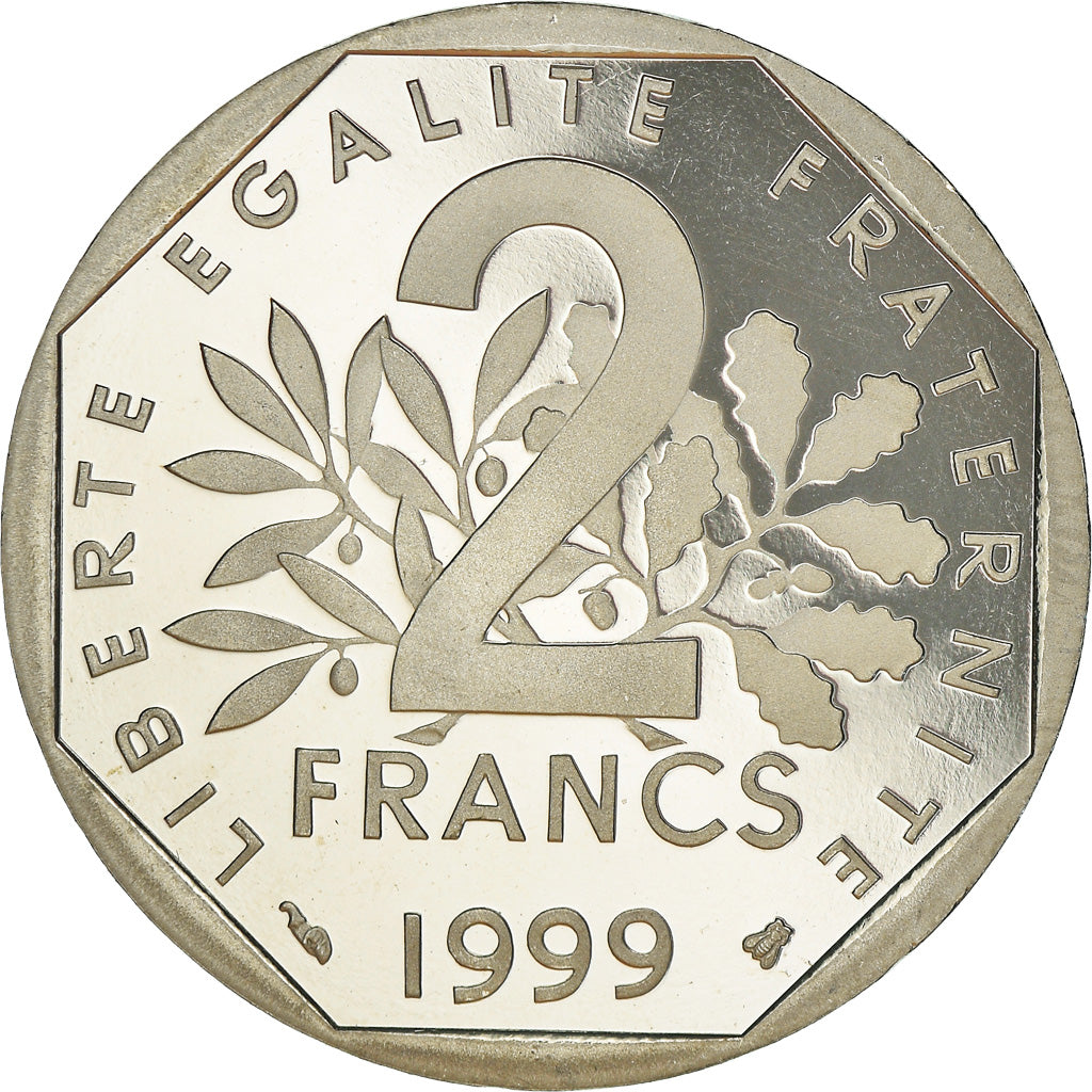 Monnaie, France, Semeuse, 2 Francs, 1999, Proof / BE, FDC, Nickel, Gadoury:547b