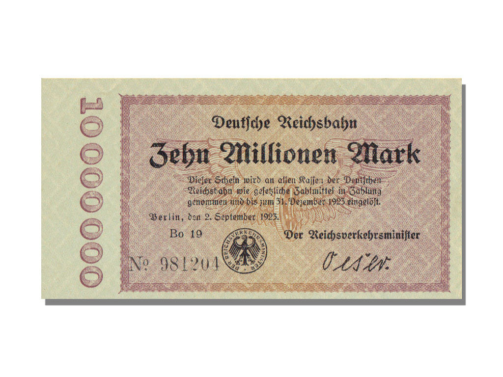 Billete, 10 Millionen Mark, 1923, Alemania, UNC