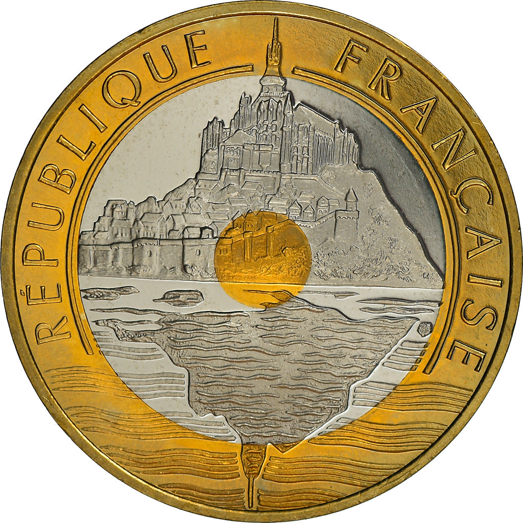 Coin, France, Mont Saint Michel, 20 Francs, 1997, Paris, Proof / BE, MS(65-70)