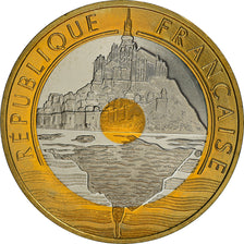 Coin, France, Mont Saint Michel, 20 Francs, 1997, Paris, Proof / BE, MS(65-70)