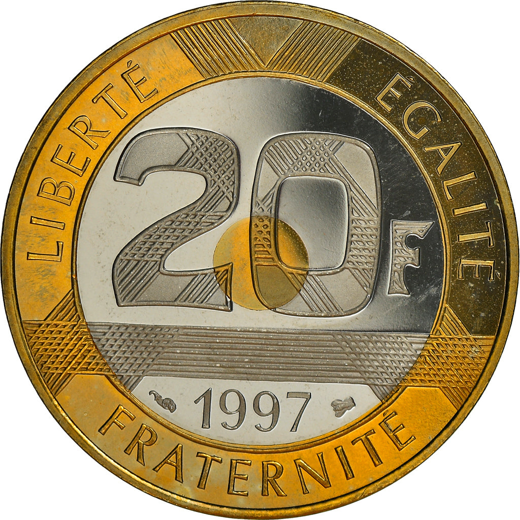 Coin, France, Mont Saint Michel, 20 Francs, 1997, Paris, Proof / BE, MS(65-70)
