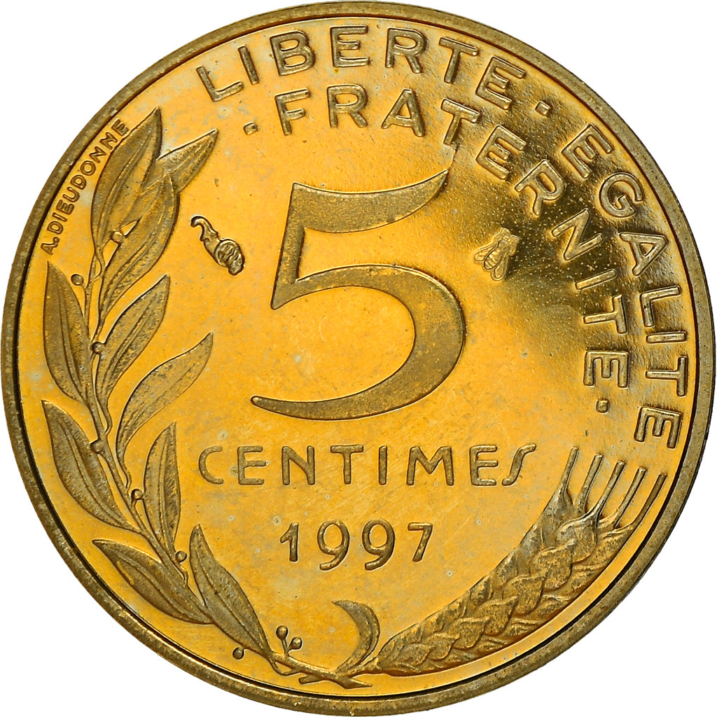 Coin, France, Marianne, 5 Centimes, 1997, Paris, Proof / BE, MS(65-70)