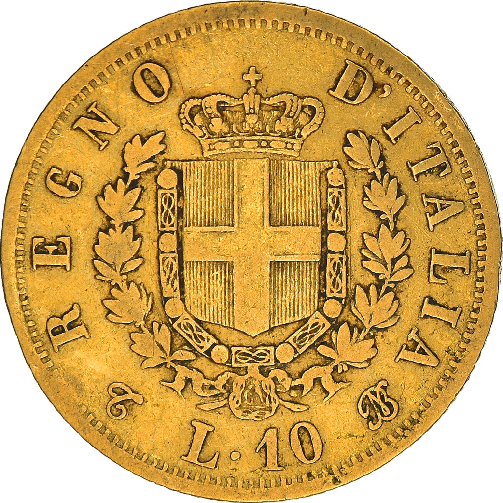 Coin, Italy, Vittorio Emanuele II, 10 Lire, 1863, Torino, EF(40-45), Gold