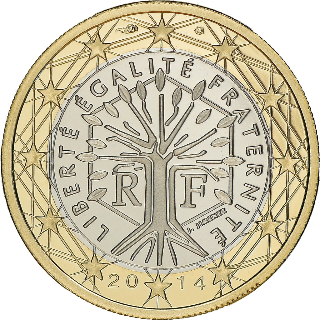 Frankreich, 1 Euro, 2014, Paris, Proof / BE, STGL, Bi-Metallic, Gadoury:7a.
