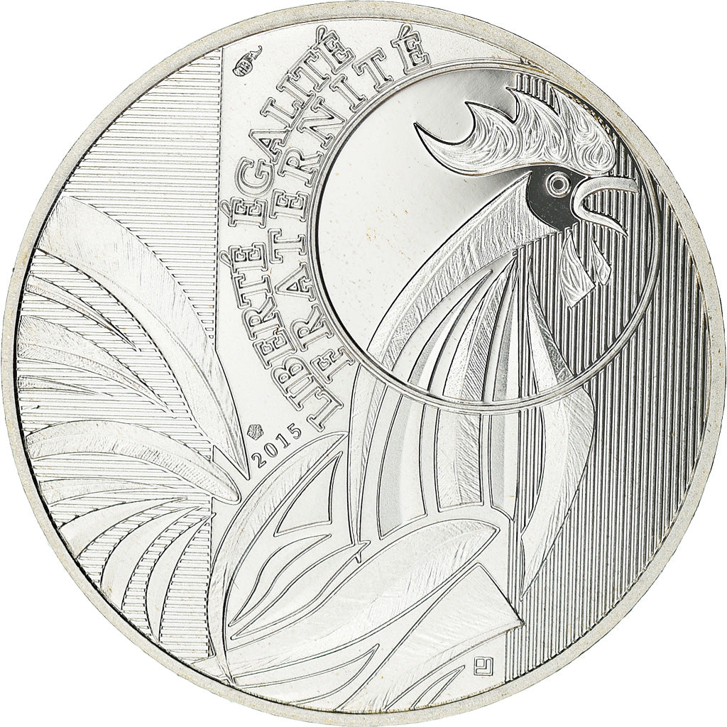 France, 10 Euro, Coq, 2015, Paris, Proof / BE, MS(65-70), Silver, Gadoury:EU728