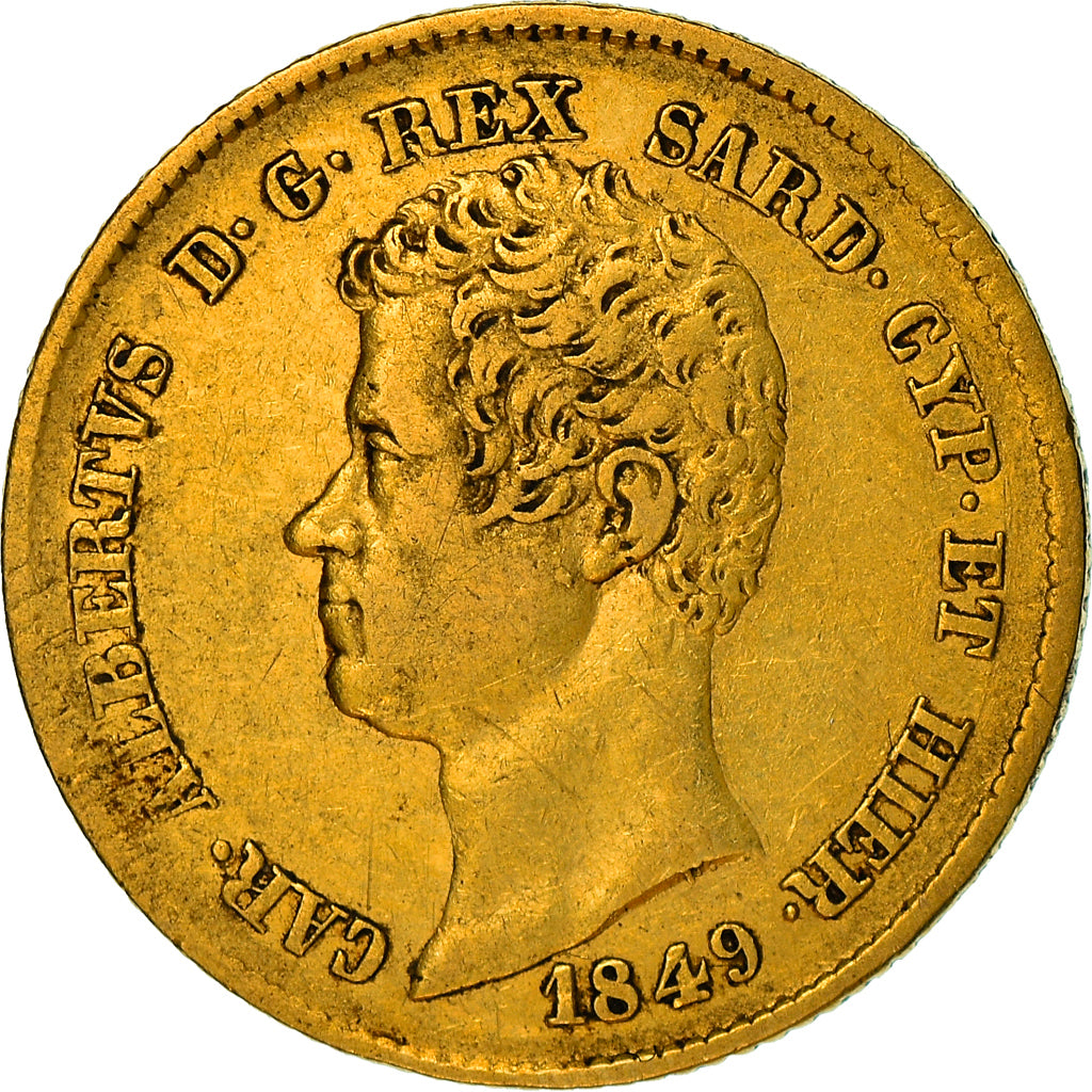 Moeda, ESTADOS ITALIANOS, SARDINIA, Carlo Alberto, 20 Lire, 1849, Genoa