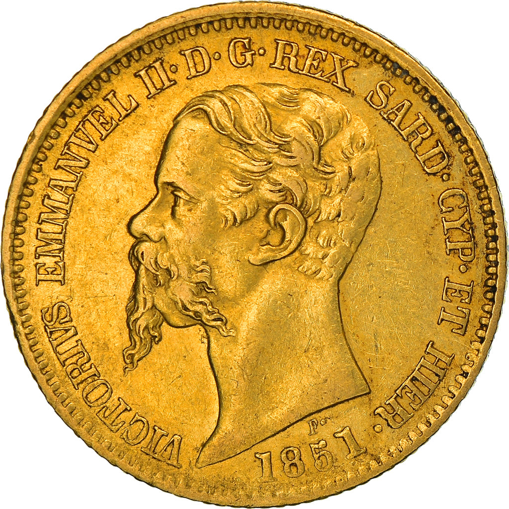 Coin, ITALIAN STATES, SARDINIA, Vittorio Emanuele II, 20 Lire, 1851, Genoa