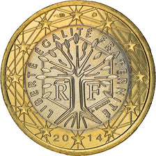 France, 1 Euro, 2014, Paris, BU, MS(65-70), Bi-Metallic, Gadoury:7a.