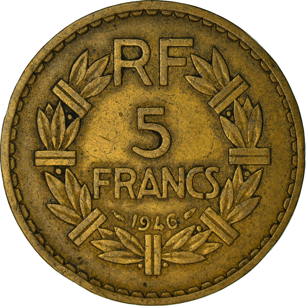 Munten, Frankrijk, Lavrillier, 5 Francs, 1946, Paris, FR, Aluminum-Bronze