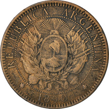 Coin, Argentina, 2 Centavos, 1890, EF(40-45), Bronze, KM:33