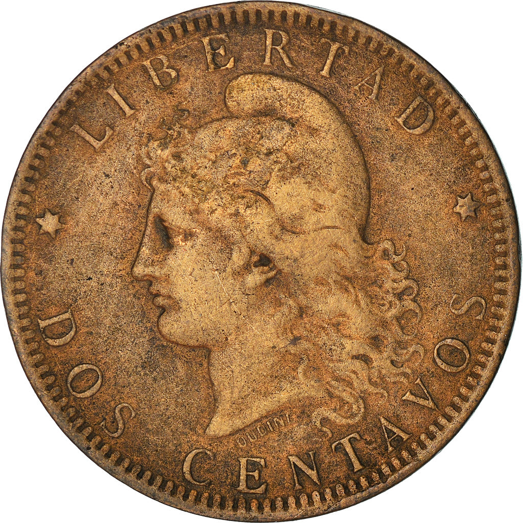 Coin, Argentina, 2 Centavos, 1890, EF(40-45), Bronze, KM:33
