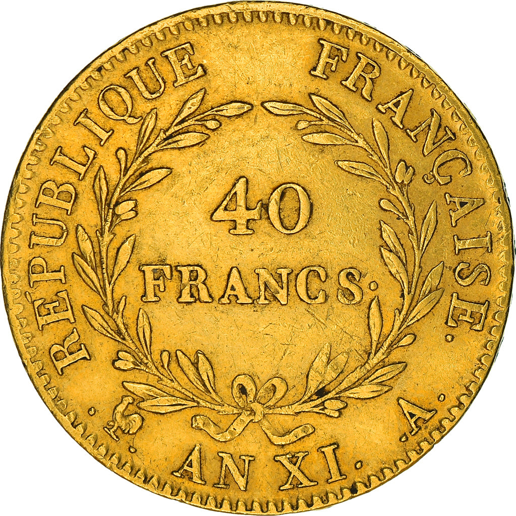 Münze, Frankreich, Napoléon I, 40 Francs, An XI, Paris, SS, Gold, KM:652